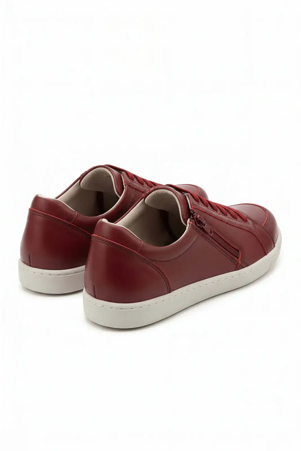 Tênis feminino em couro com elástico e zíper 0203 - Enluaze