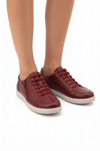 Tênis feminino em couro com elástico e zíper 0203