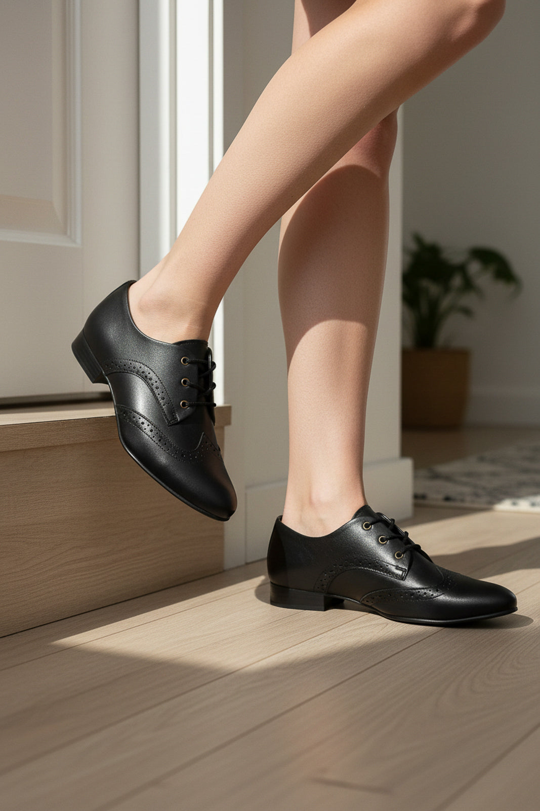 Sapato feminino Oxford em couro detalhes 0211