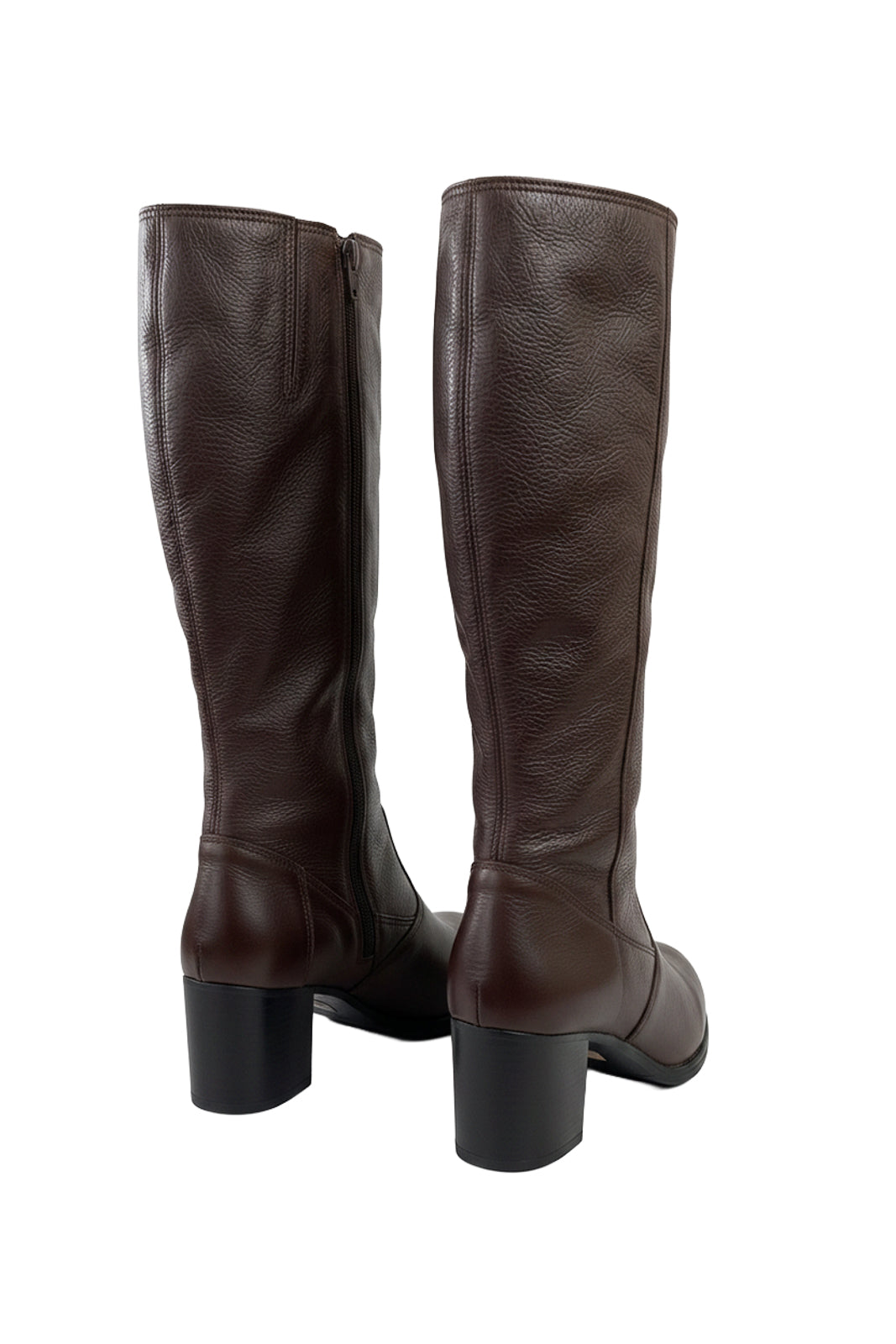 Bota em couro feminina cano longo salto médio 0280