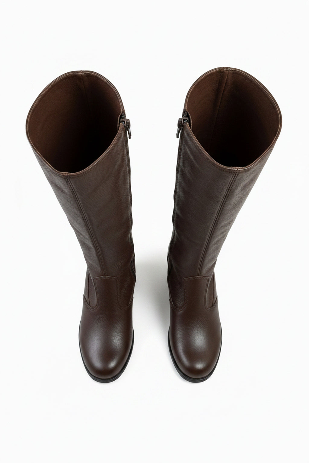 Bota em couro feminina cano longo salto médio 0280