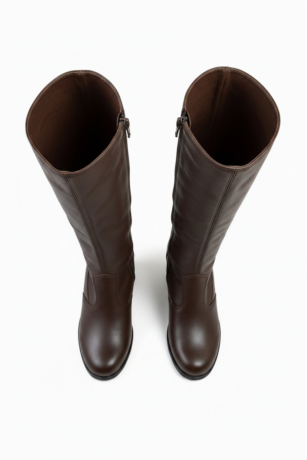 Bota em couro feminina cano longo salto médio 0280