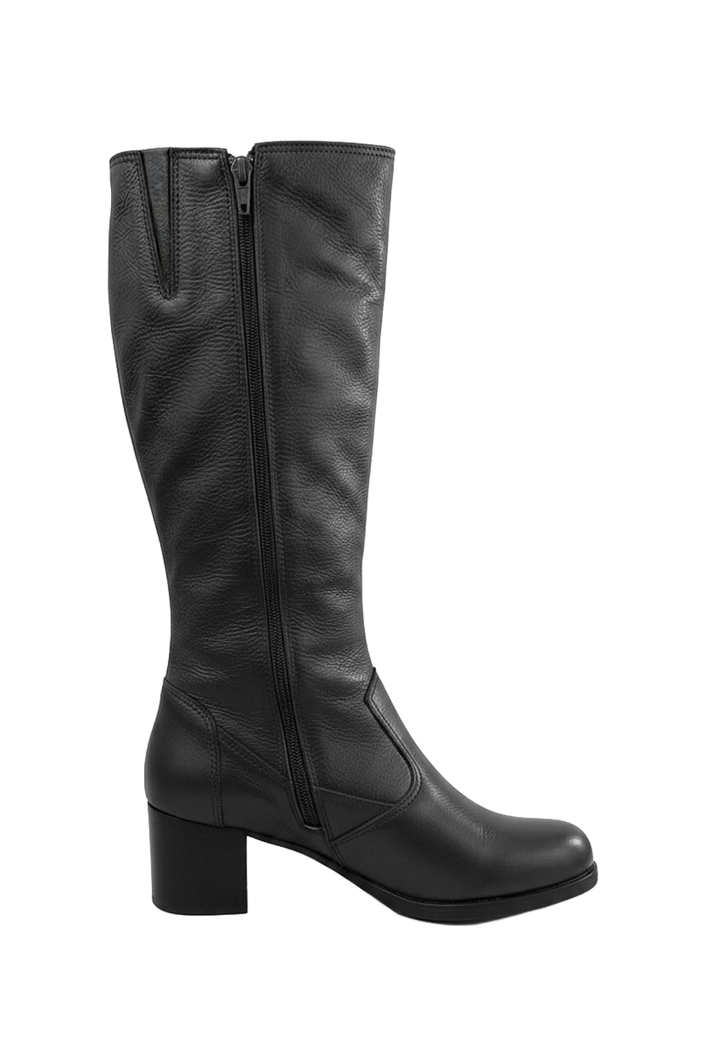 Bota em couro feminina cano longo salto médio 0280