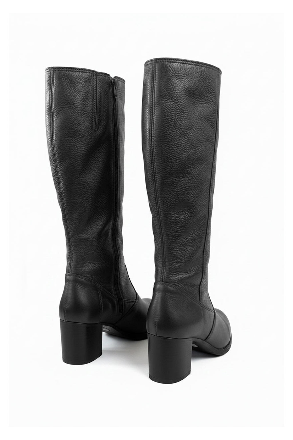 Bota em couro feminina cano longo salto médio 0280