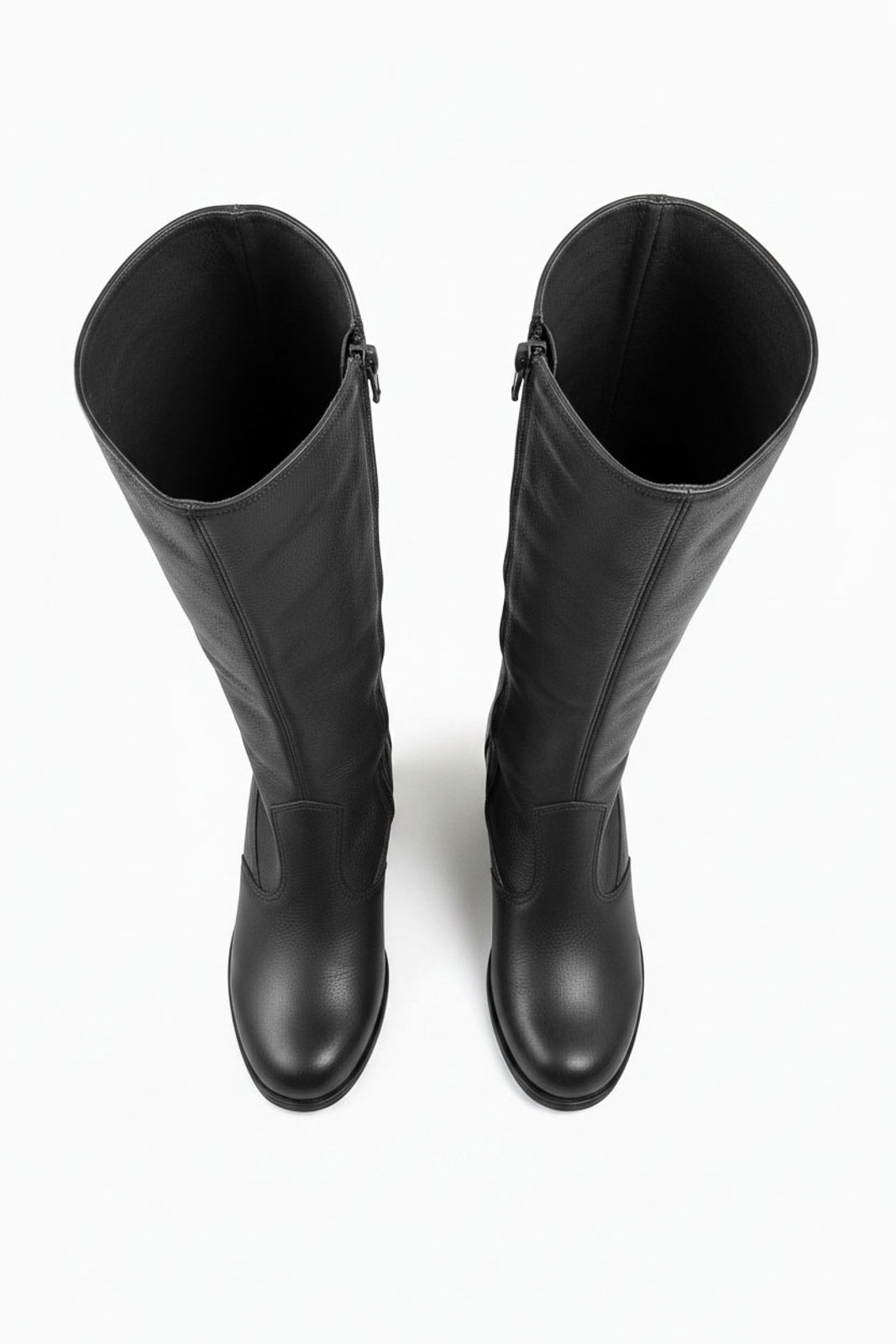 Bota em couro feminina cano longo salto médio 0280
