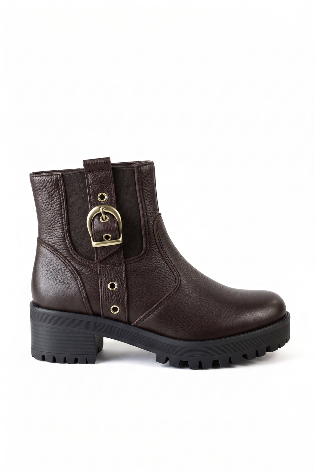 Coturno feminino de couro com elástico e zíper 0333