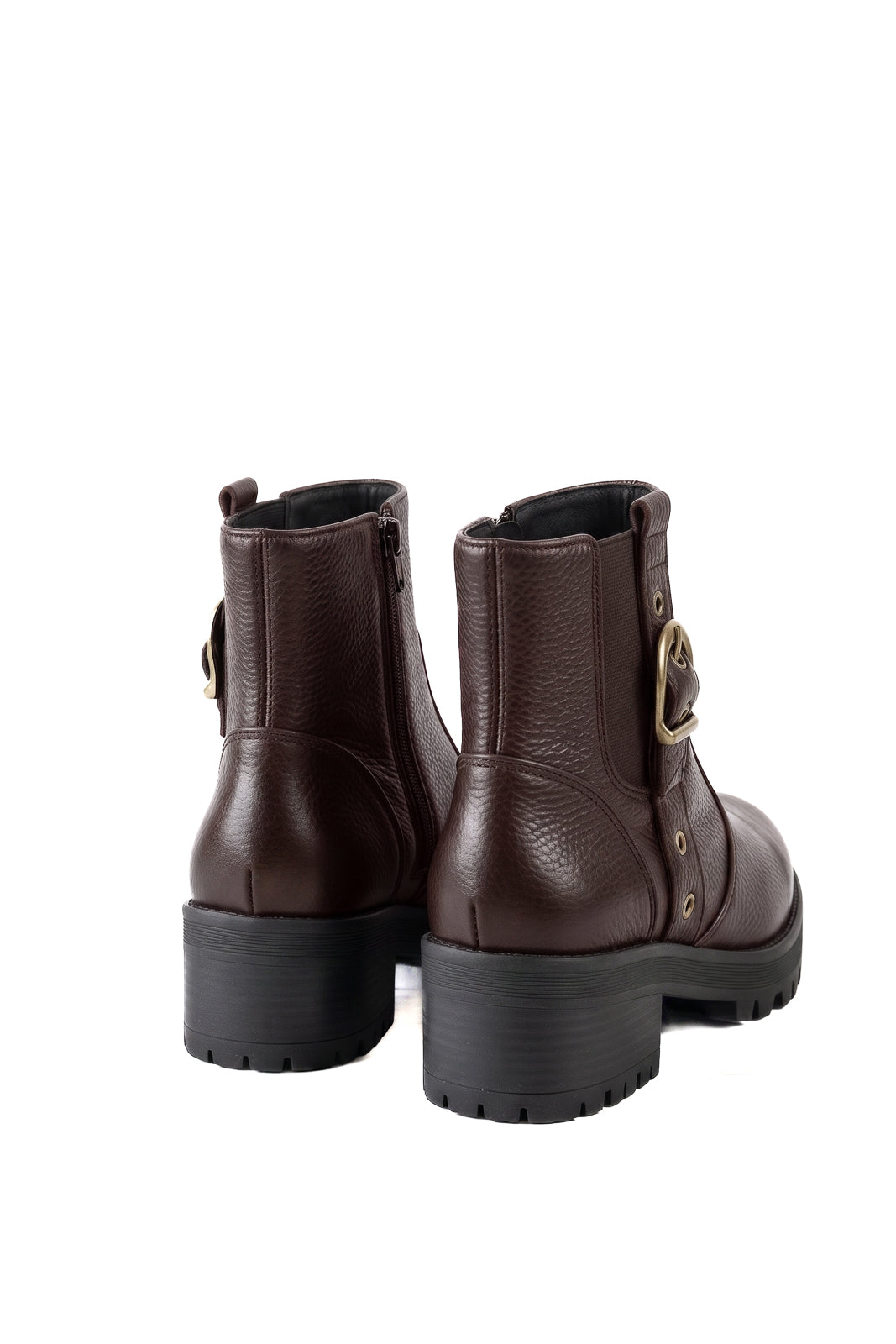 Coturno feminino de couro com elástico e zíper 0333