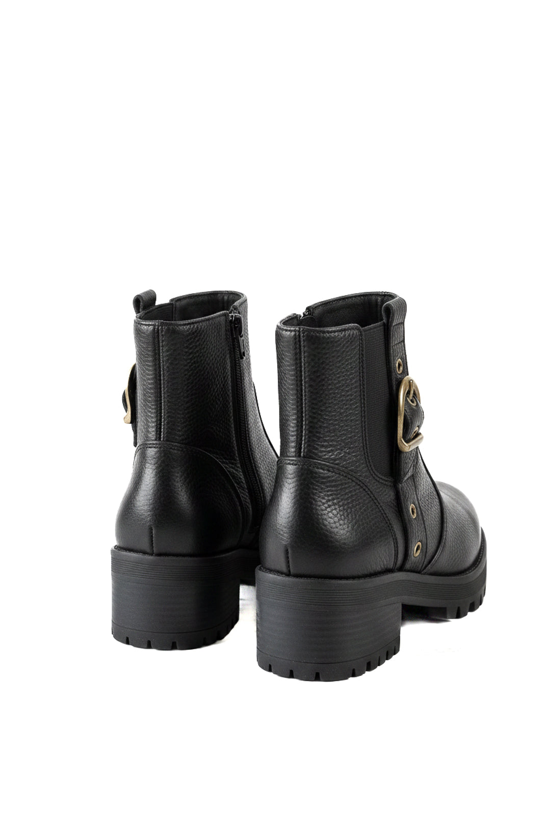 Coturno feminino de couro com elástico e zíper 0333