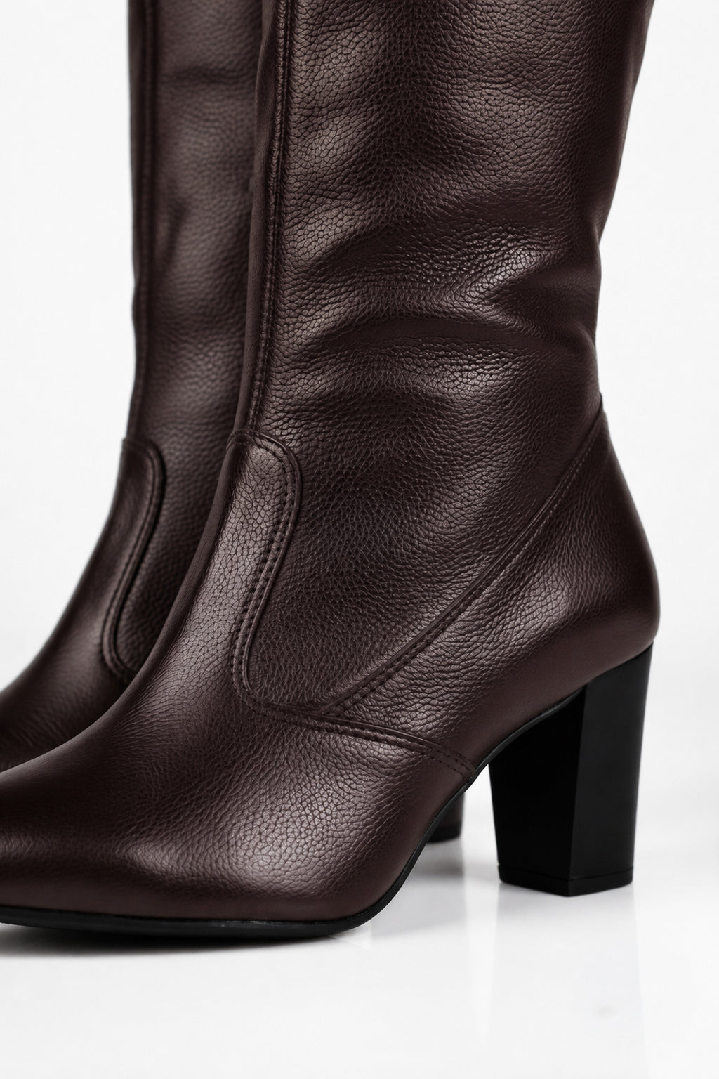 Bota feminina de couro over cano longo com salto 6586 — Enluaze, foto 7