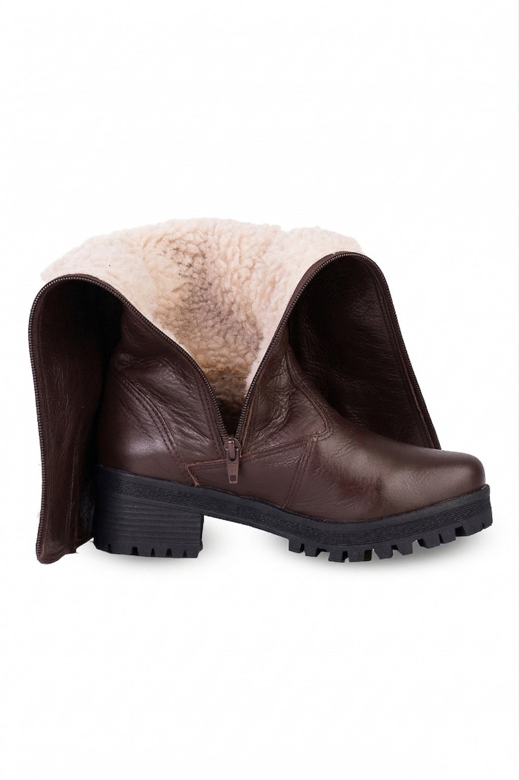 Bota tratorada de couro forrada com pelo 7500