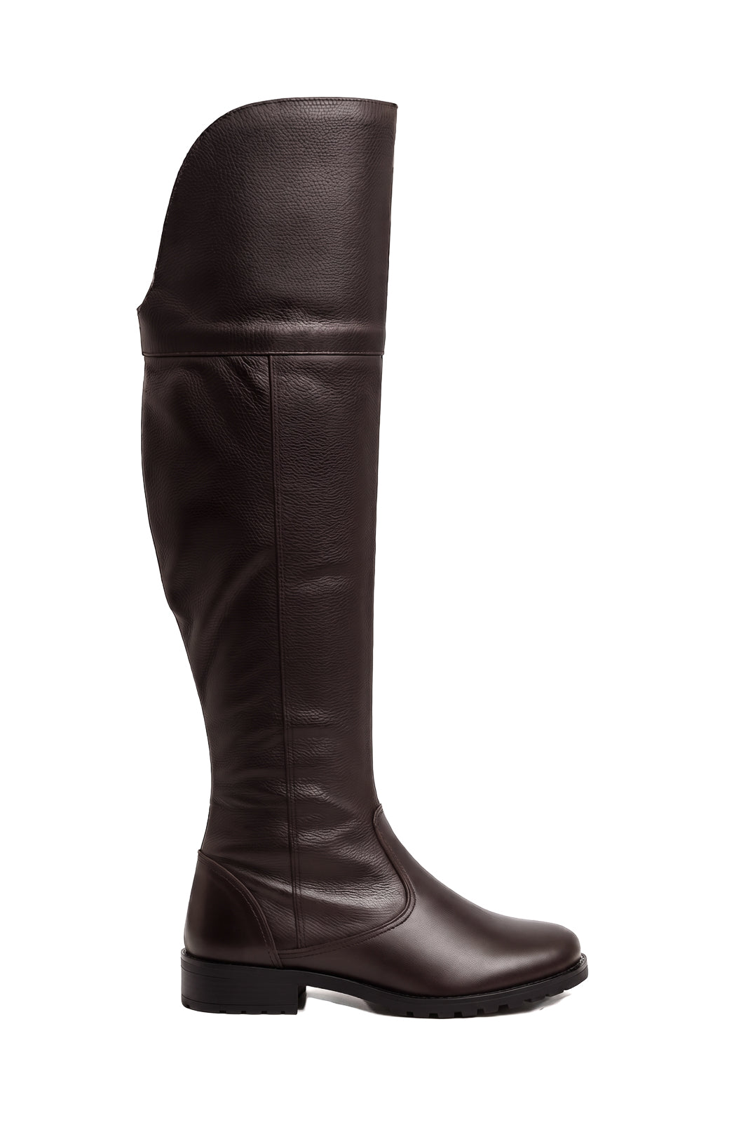 Bota de couro over cano longo feminina com pelo 7514P