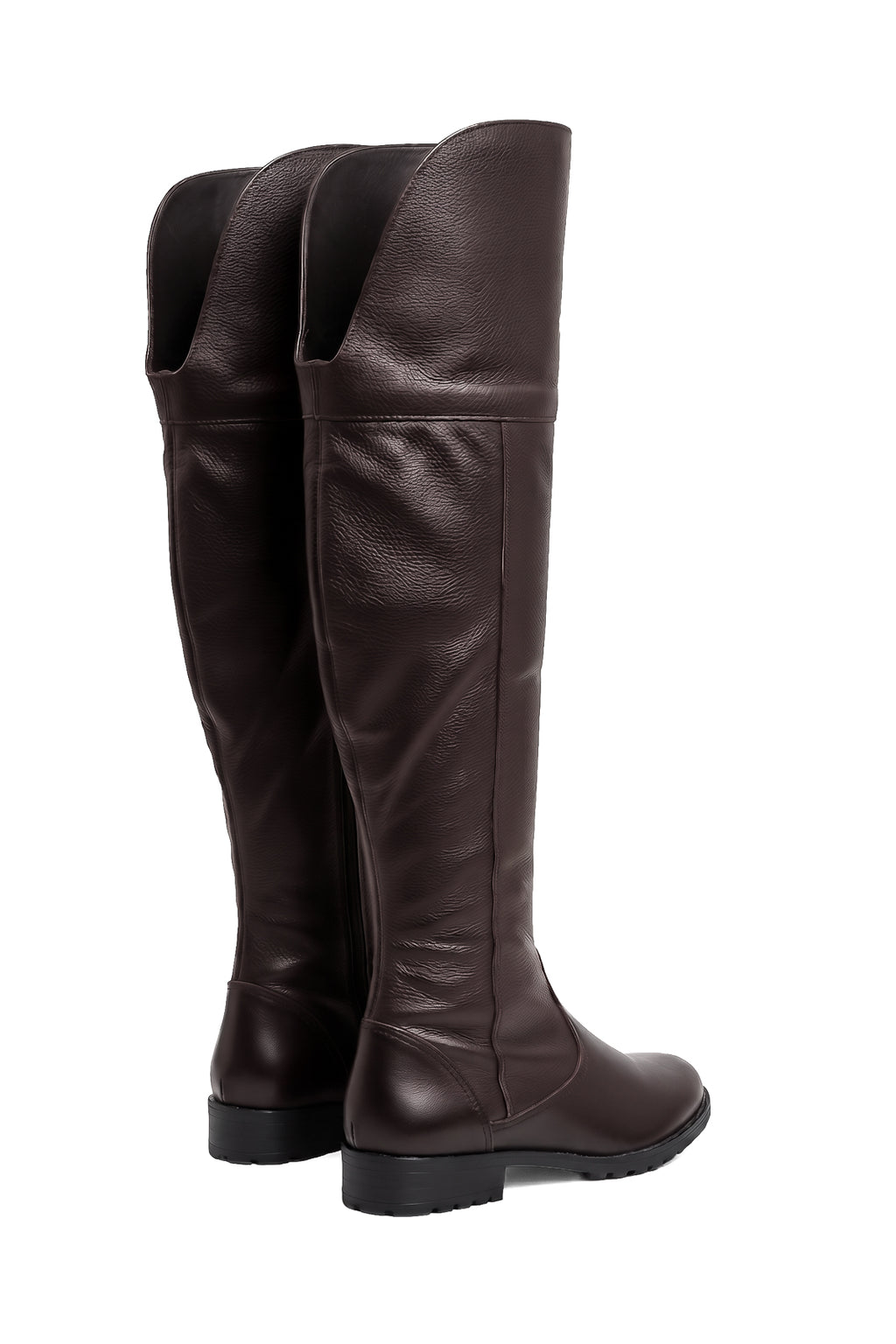 Bota de couro over cano longo feminina com pelo 7514P