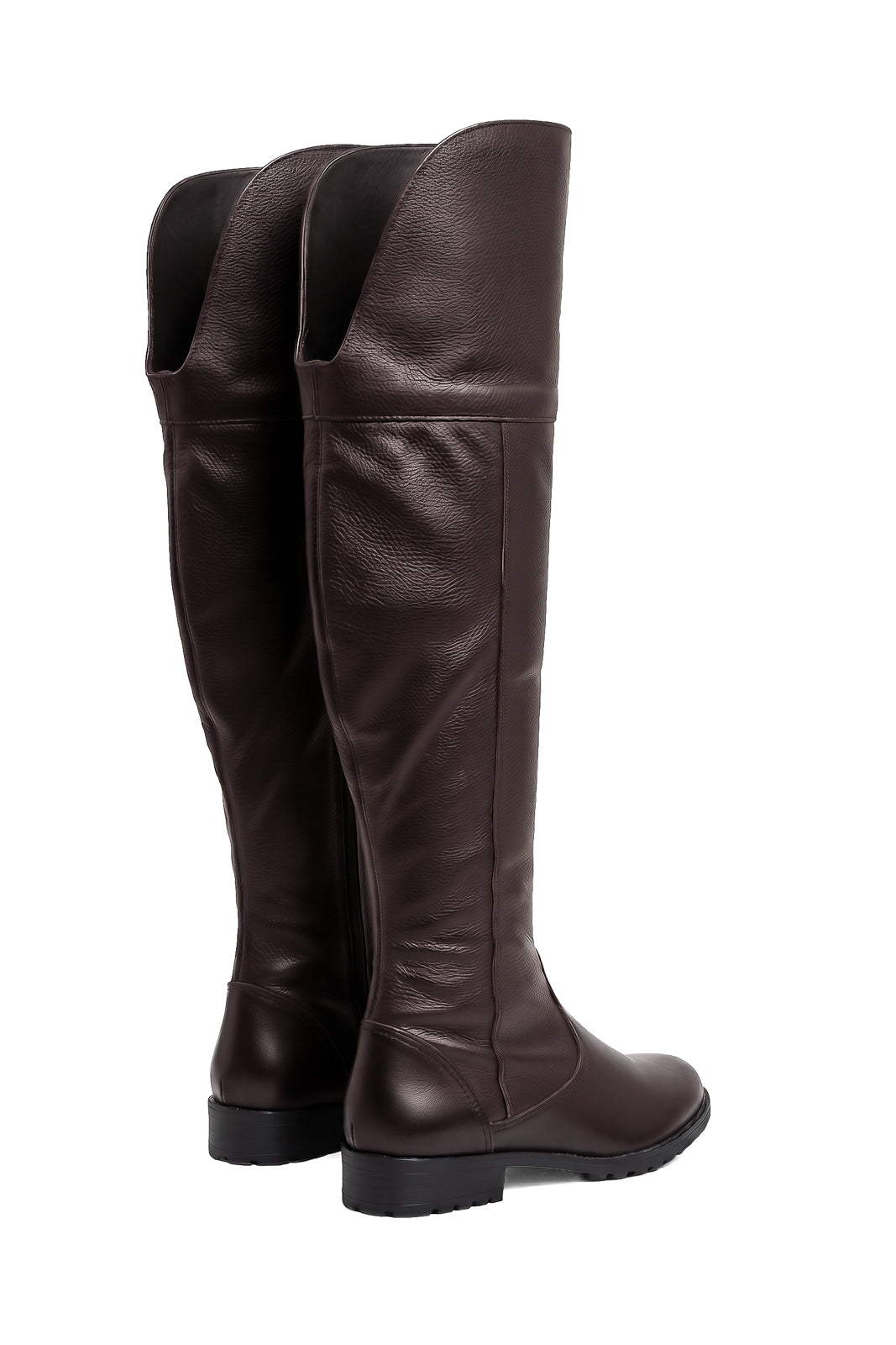 Bota de couro over cano longo feminina com pelo 7514P