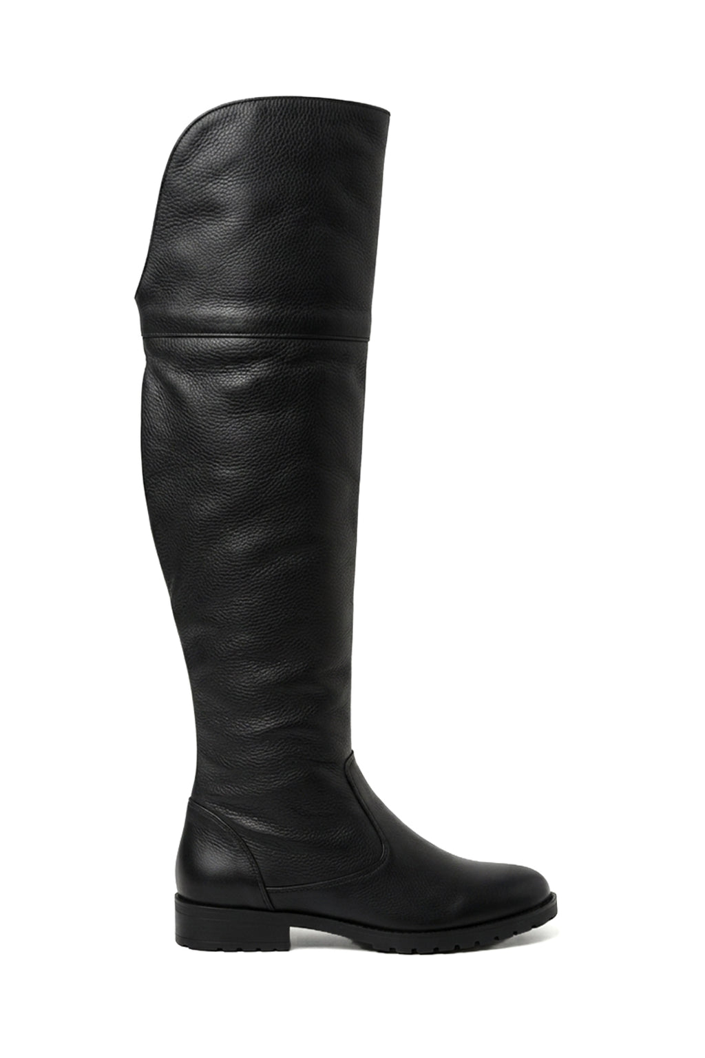 Bota de couro over cano longo feminina com pelo 7514P