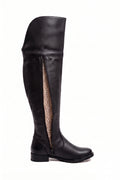 Bota de couro over cano longo feminina com pelo 7514P