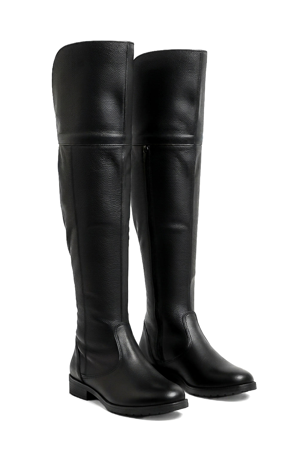 Bota de couro over cano longo feminina com pelo 7514P