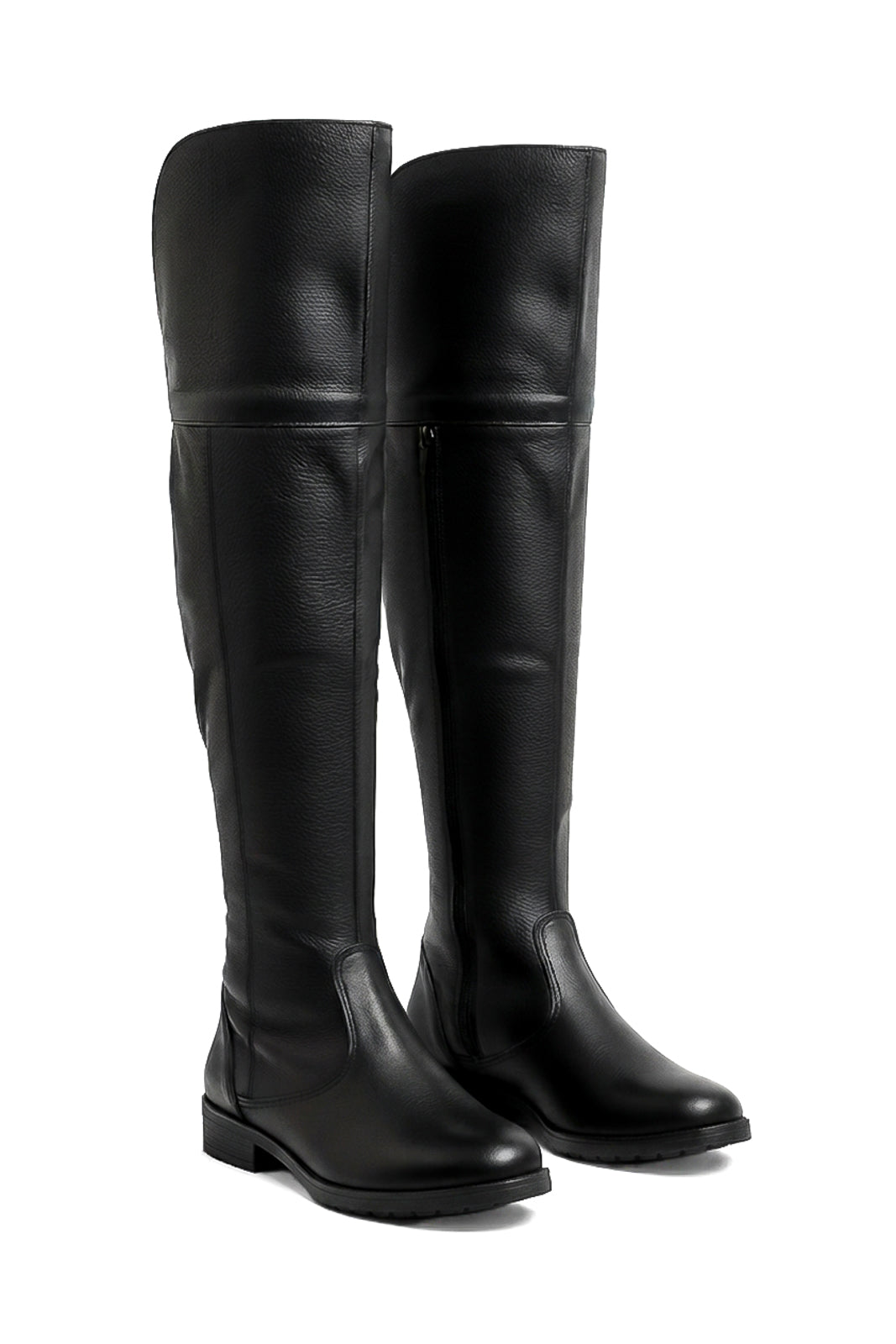 Bota de couro over cano longo feminina com pelo 7514P