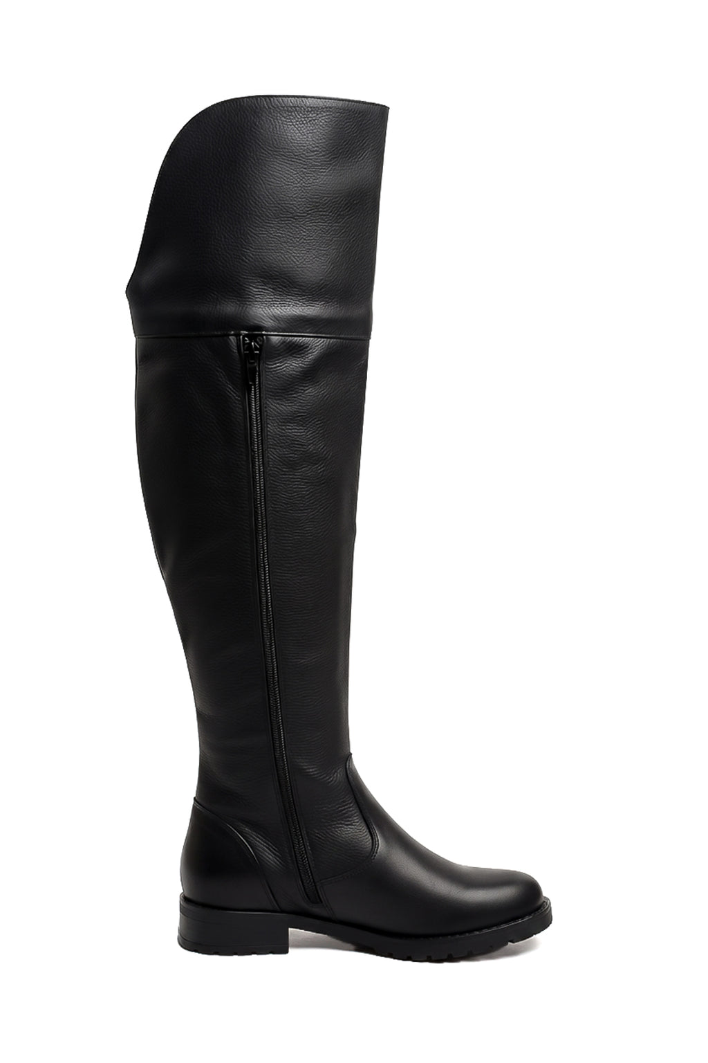 Bota de couro over cano longo feminina com pelo 7514P