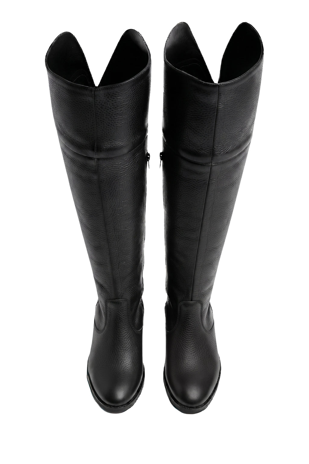 Bota de couro over cano longo feminina com pelo 7514P