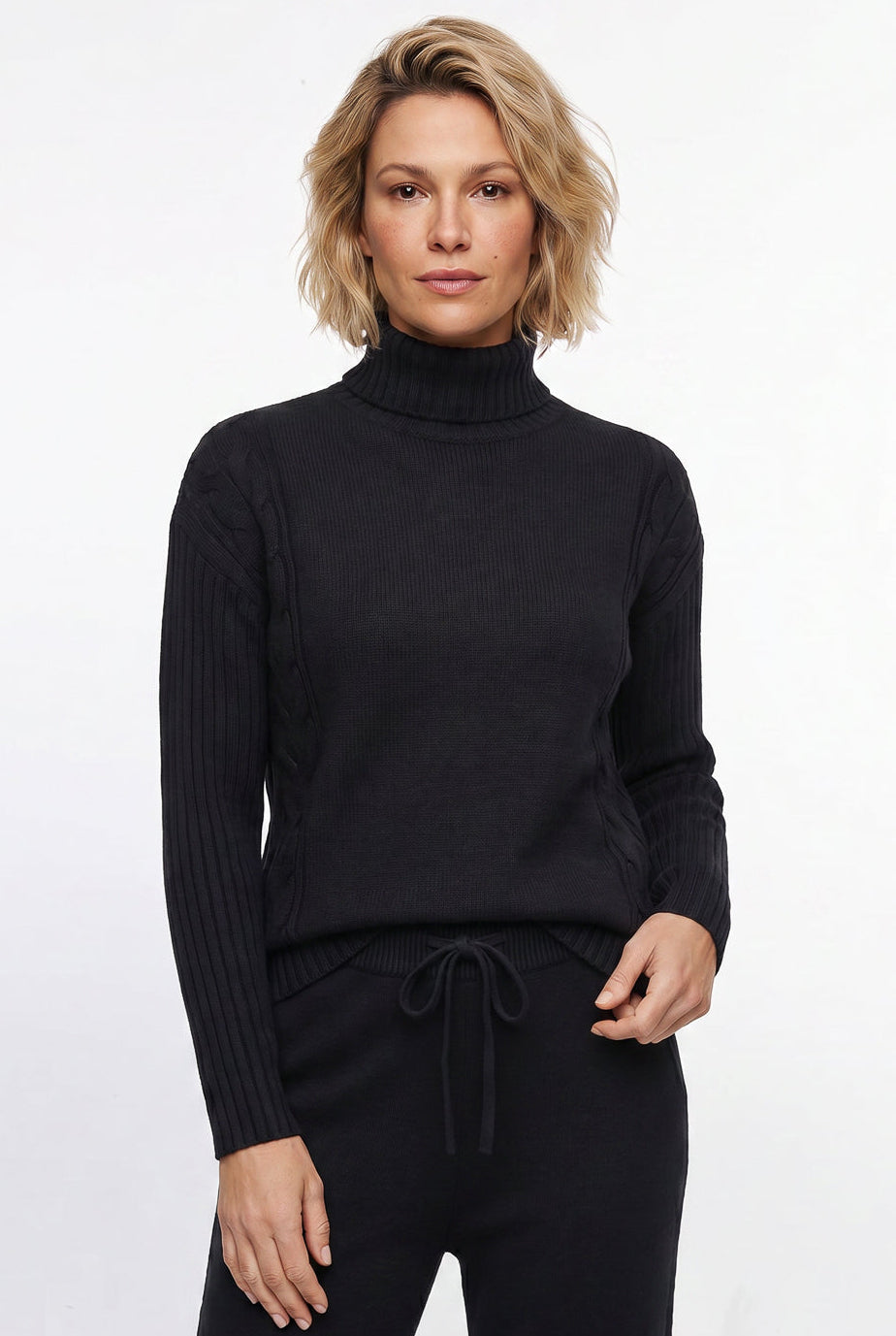 Conjunto feminino de tricô modal gola alta 61935