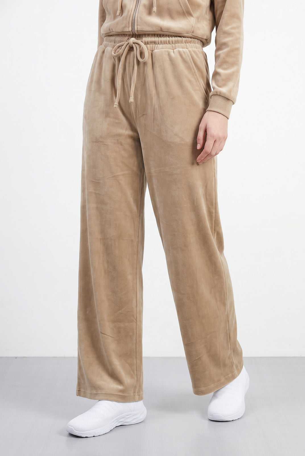 Conjunto feminino plush aveludado calça e jaqueta 61982