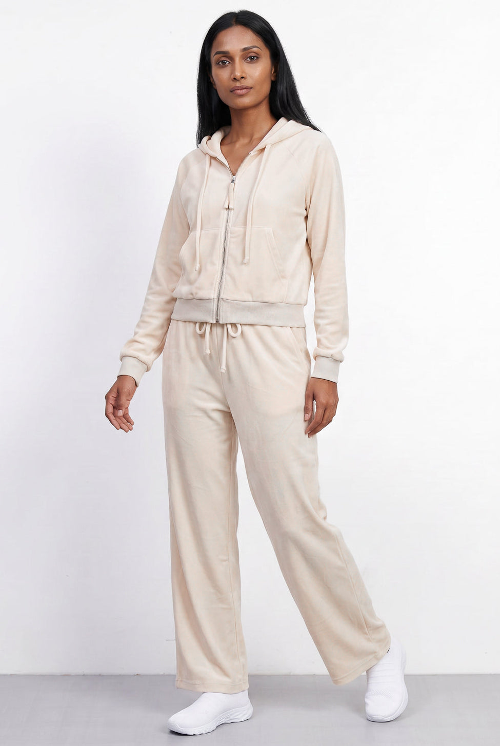 Conjunto feminino plush aveludado calça e jaqueta 61982