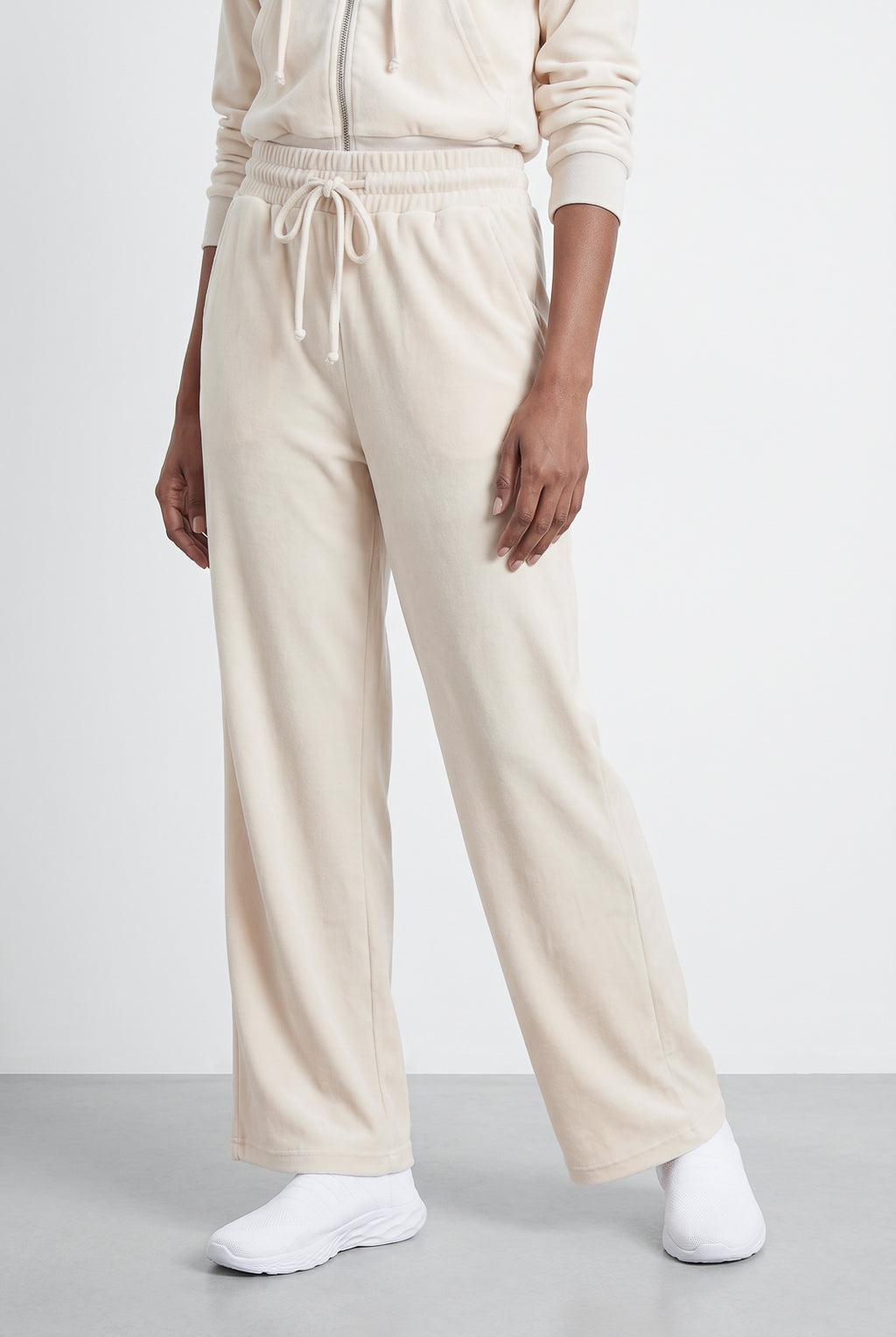 Conjunto feminino plush aveludado calça e jaqueta 61982