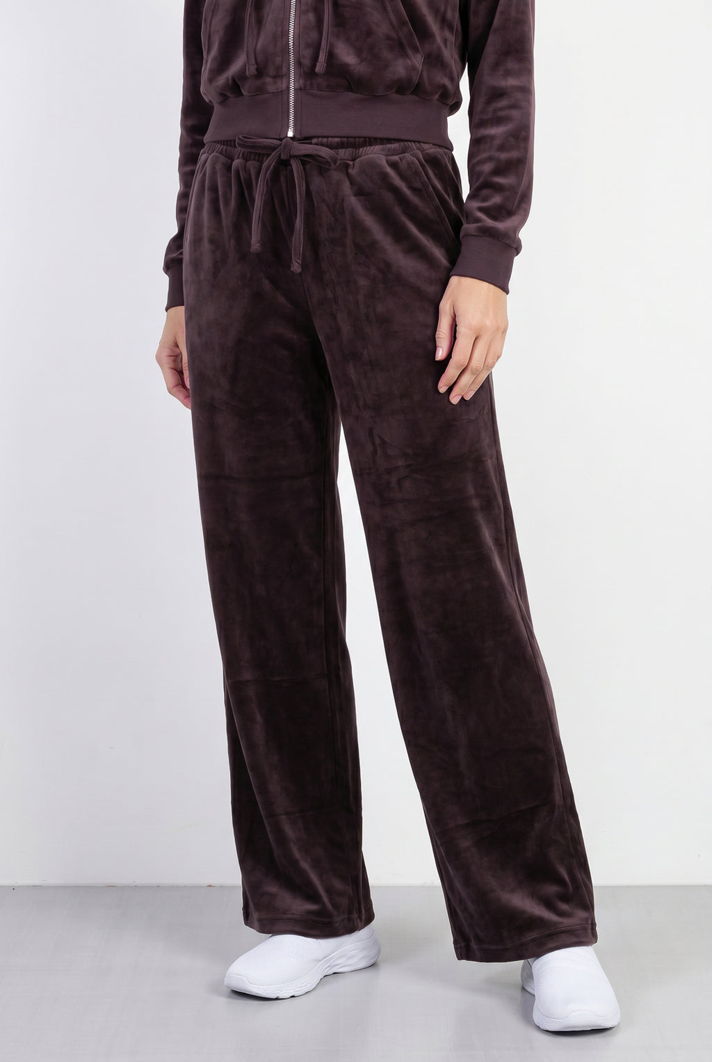 Conjunto feminino plush aveludado calça e jaqueta 61982