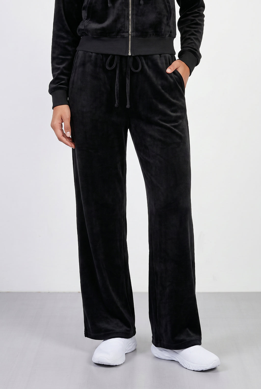 Conjunto feminino plush aveludado calça e jaqueta 61982