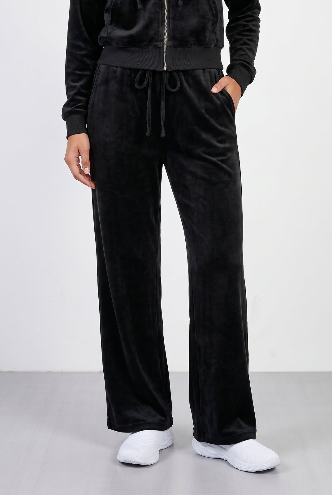 Conjunto feminino plush aveludado calça e jaqueta 61982