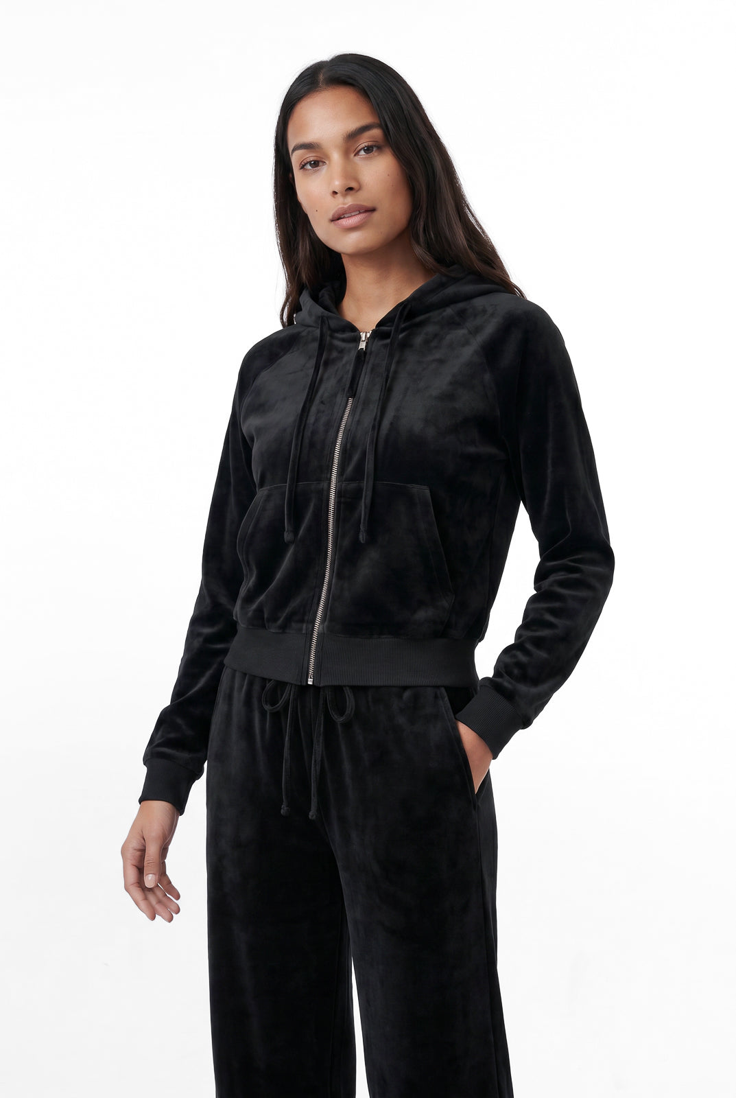 Conjunto feminino plush aveludado calça e jaqueta 61982