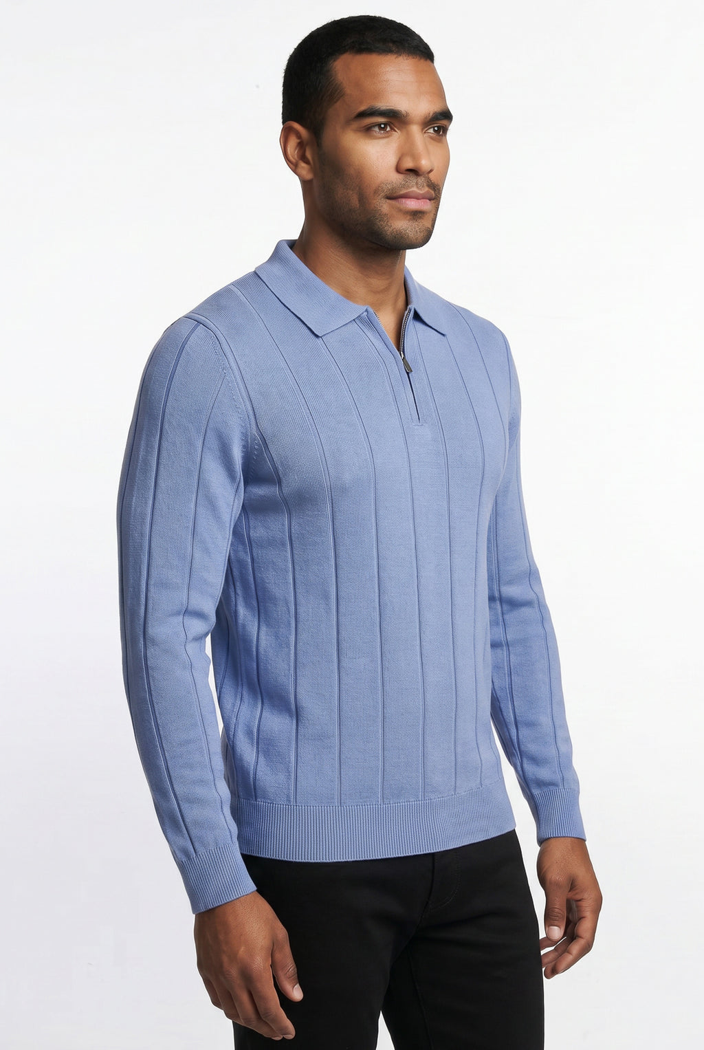 Blusa masculina manga longa gola polo com zíper 69627