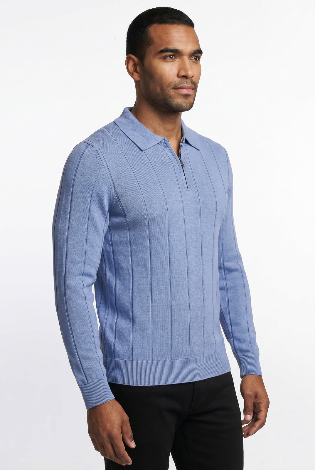 Blusa masculina manga longa gola polo com zíper 69627