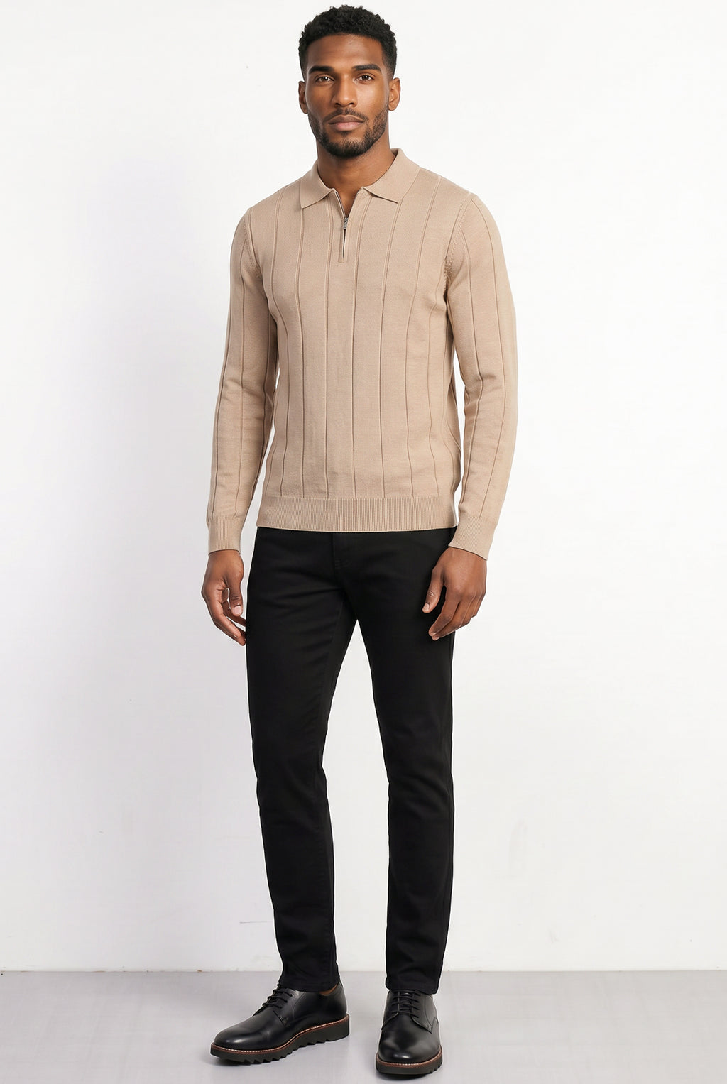 Blusa masculina manga longa gola polo com zíper 69627