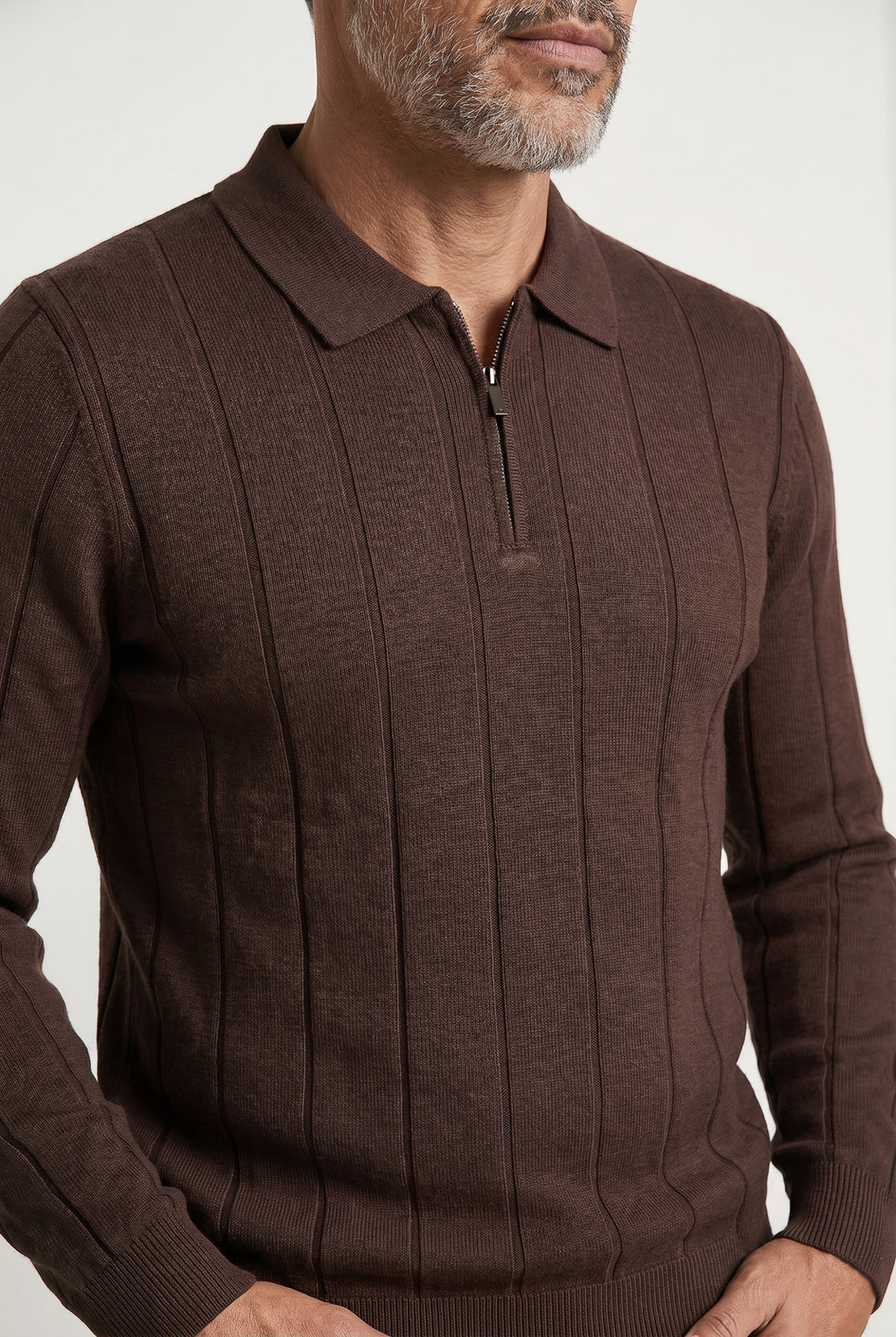 Blusa masculina manga longa gola polo com zíper 69627