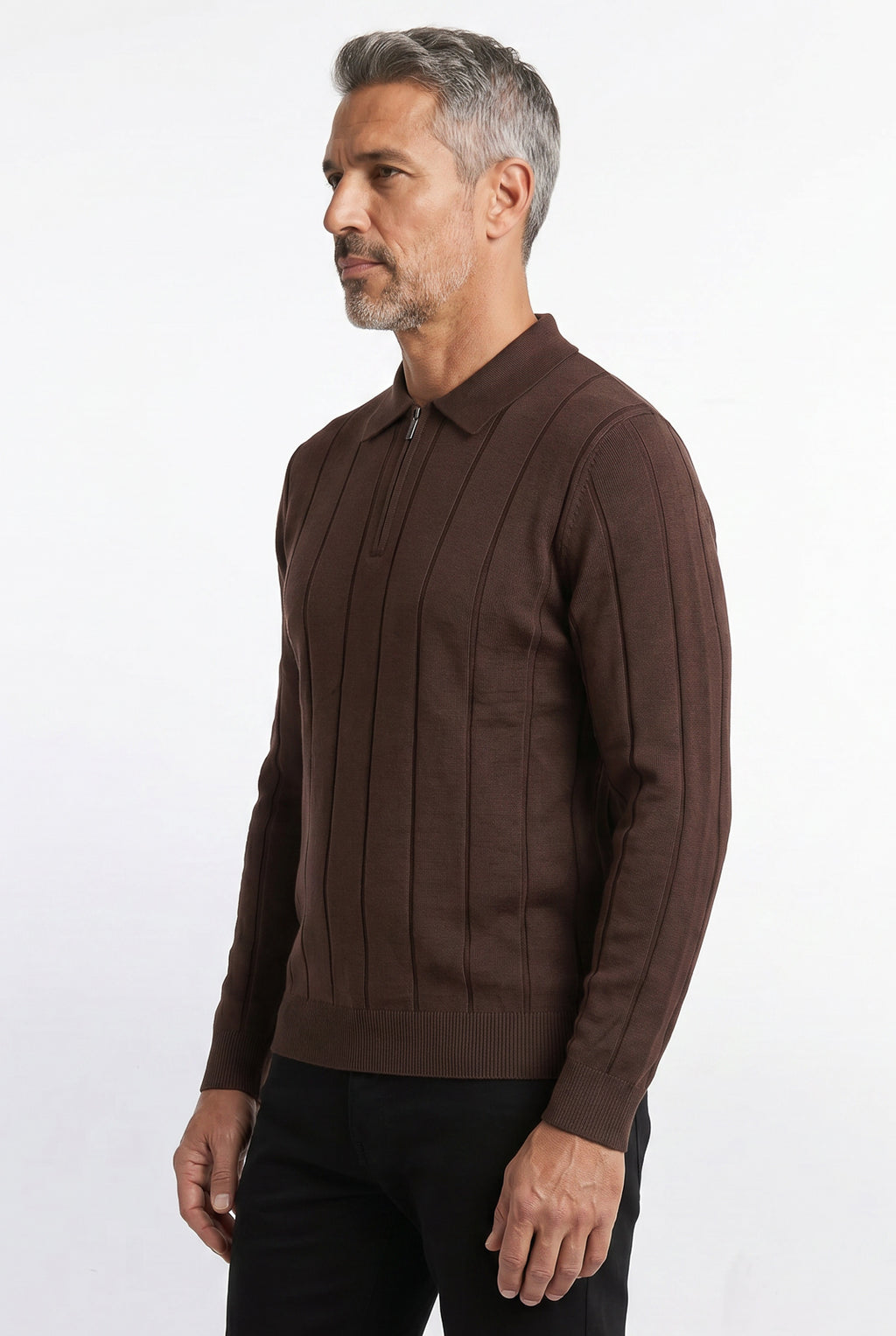 Blusa masculina manga longa gola polo com zíper 69627
