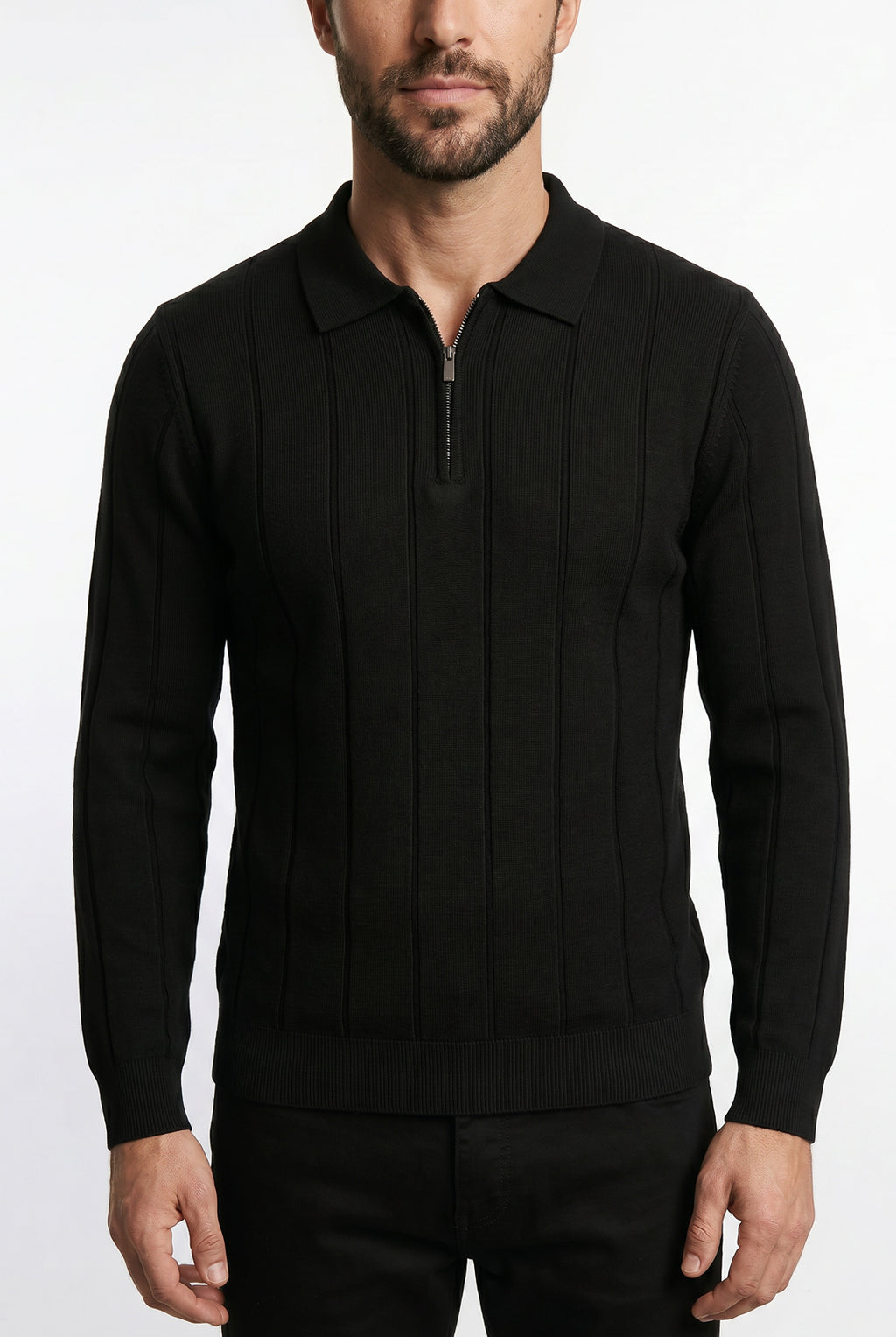 Blusa masculina manga longa gola polo com zíper 69627