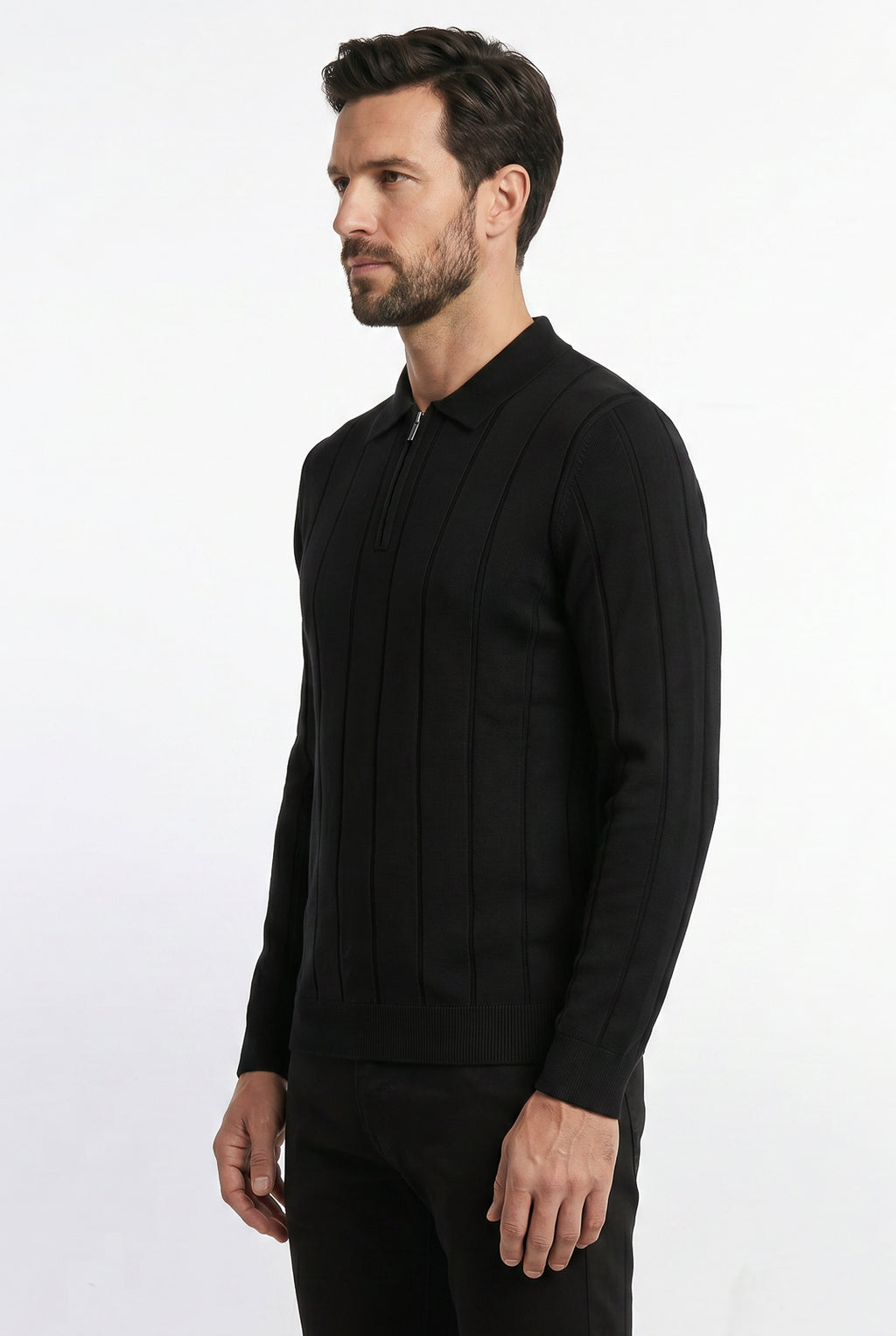 Blusa masculina manga longa gola polo com zíper 69627