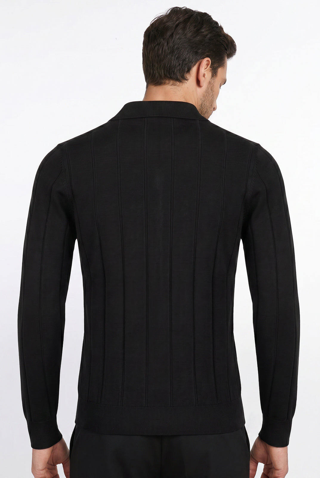 Blusa masculina manga longa gola polo com zíper 69627