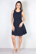 Vestido curto godê regata com pregas 51054 - Enluaze