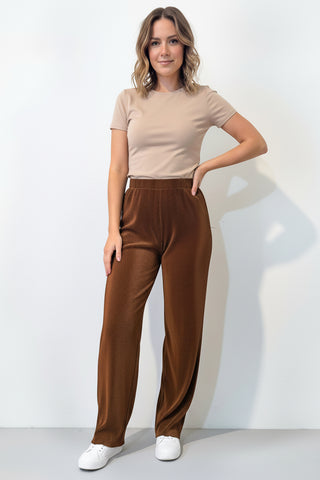 Calça feminina pantalona plissada 51074
