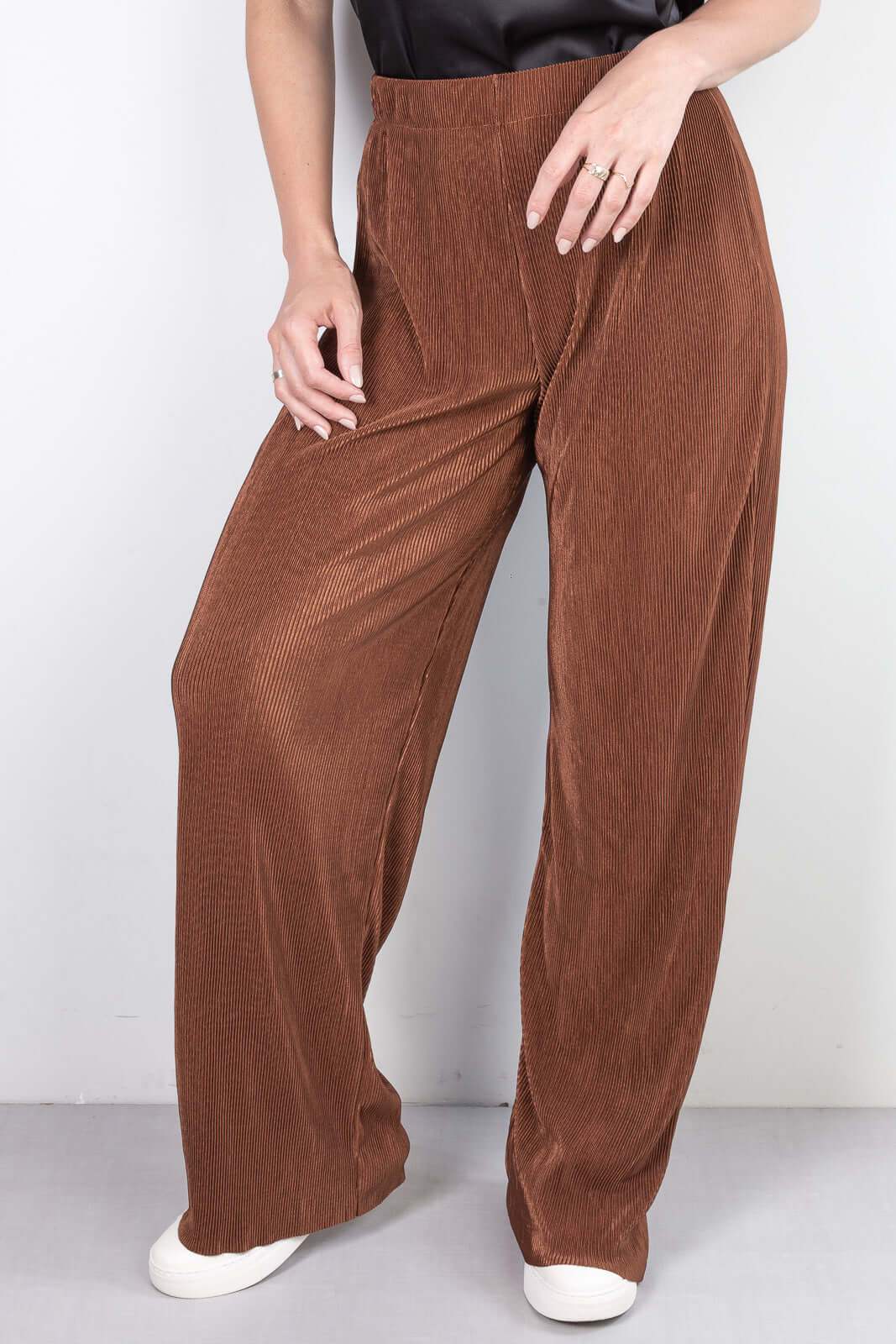 Calça feminina pantalona plissada 51074 - Enluaze