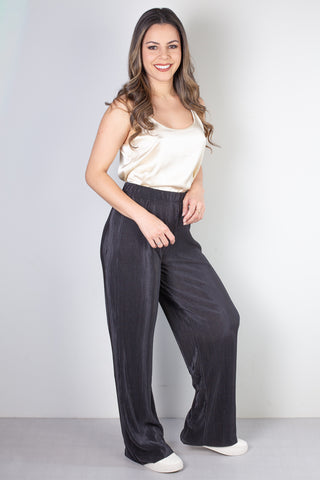 Calça feminina pantalona plissada 51074
