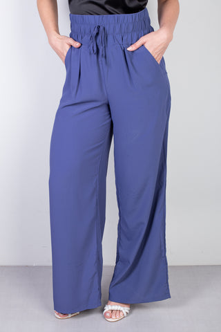 Calça feminina pantalona com elástico 51129