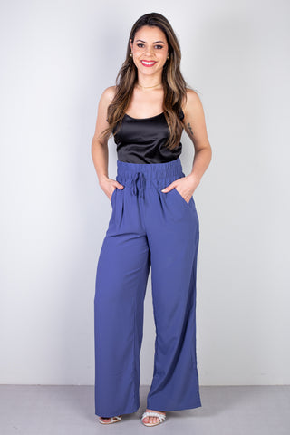 Calça feminina pantalona com elástico 51129