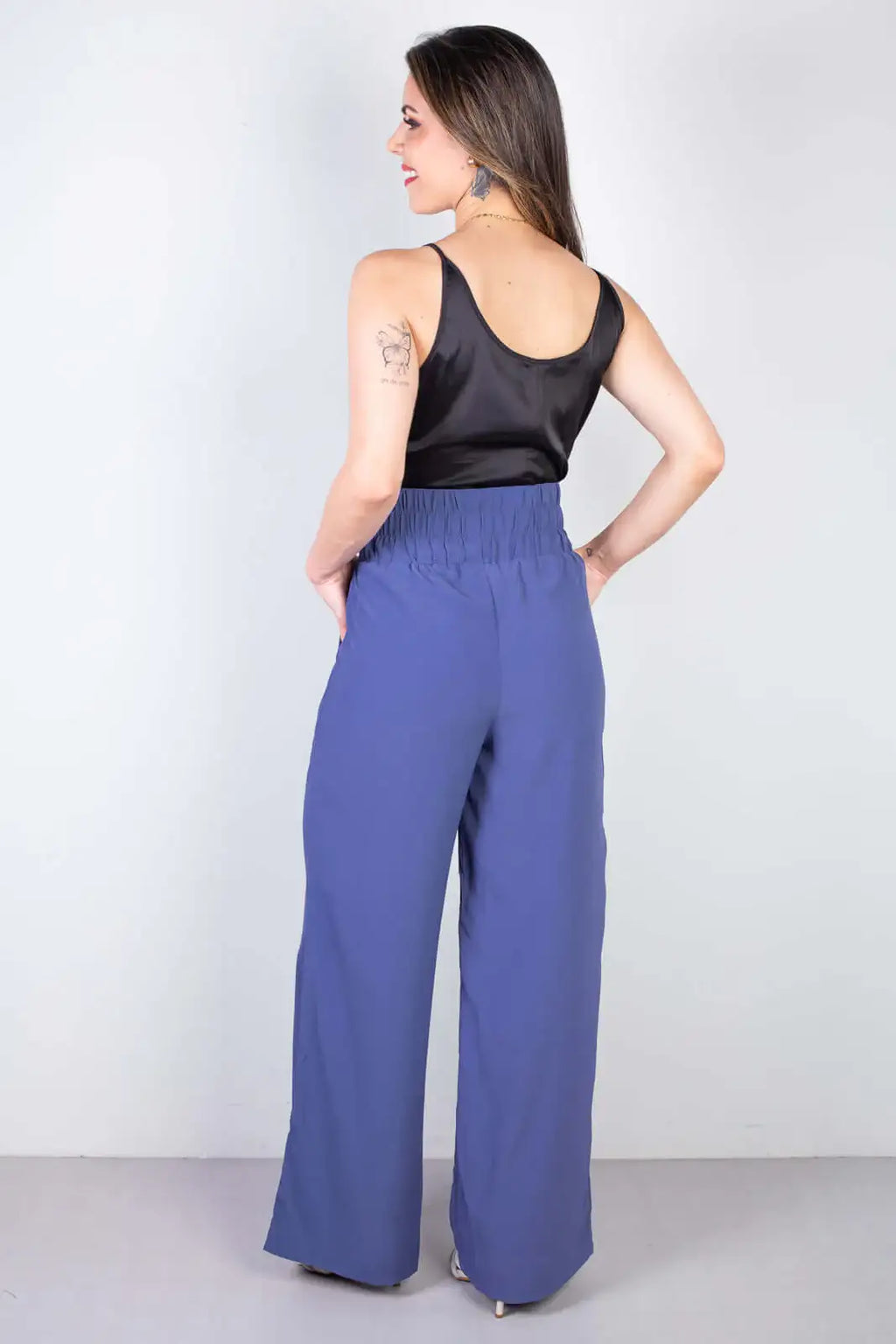 Calça feminina pantalona com elástico 51129 - Enluaze