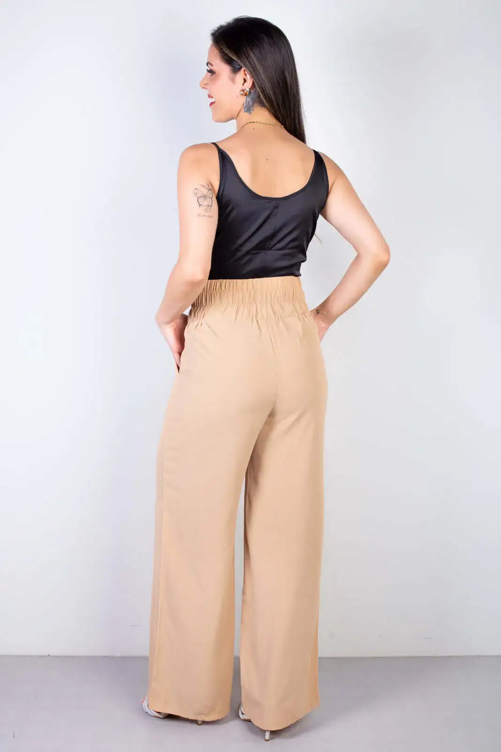Calça feminina pantalona com elástico 51129 - Enluaze