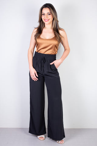 Calça feminina pantalona com elástico 51129