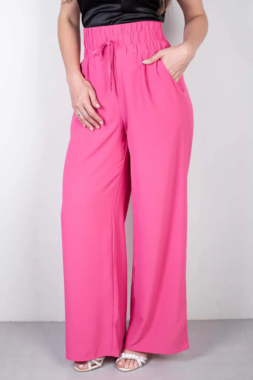 Calça feminina pantalona com elástico 51129 - Enluaze