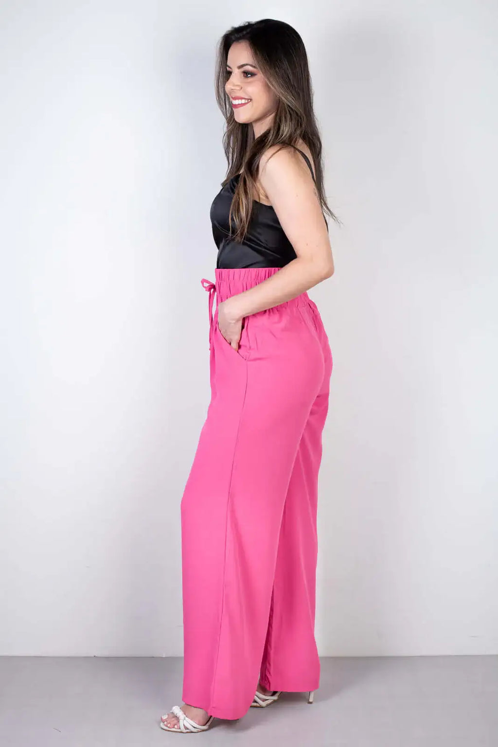 Calça feminina pantalona com elástico 51129 - Enluaze